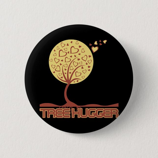 Tree Hugger Tree Hearts 2 Inch Round Button (Front)