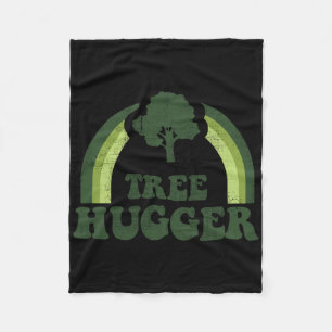 Tree Hugger Vintage Retro Nature Environmental Ear Fleece Blanket