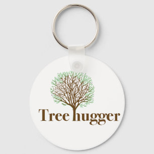 Tree Hugger w/ tree illustration Keychain