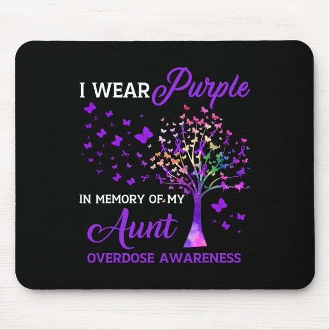 Tree I Wear Purple Memory Of Aunt Overdose Awarene Mouse Pad (Front)