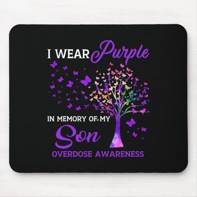 Tree I Wear Purple Memory Of Son Overdose Awarenes Mouse Pad (Front)