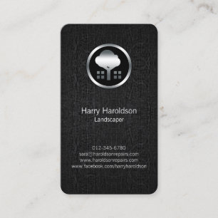 Tree Icon Black Grunge Landscaper Business Card
