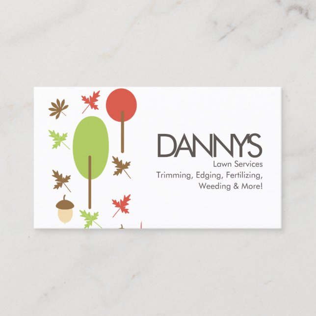 Tree Icon Lawn Services Business Card (Front)