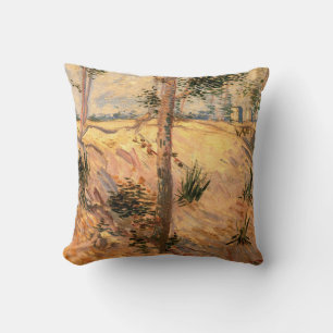 Tree in a Field on a Sunny Day by Vincent van Gogh Throw Pillow