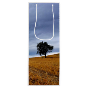 Tree in a wheat field wine gift bag