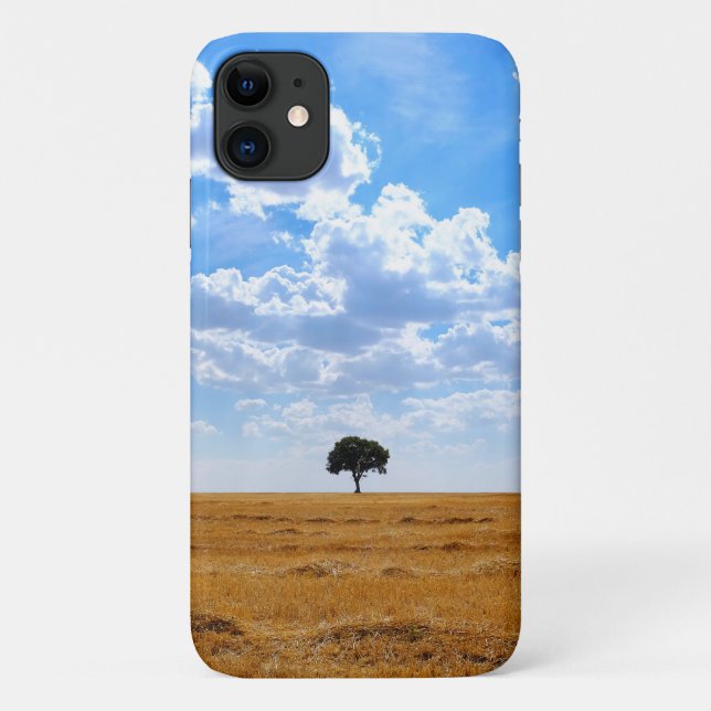 Tree in an harvested wheat field  Case-Mate iPhone case (Back)