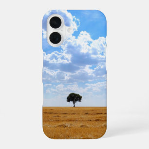 Tree in an harvested wheat field  iPhone 16 case