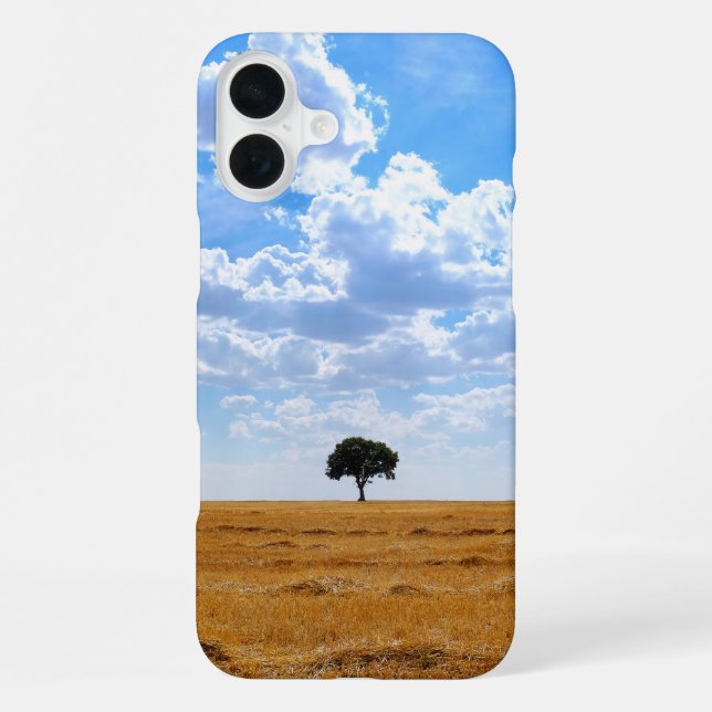 Tree in an harvested wheat field  iPhone case (Back)