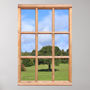 Tree in Countryside View from a Window Poster