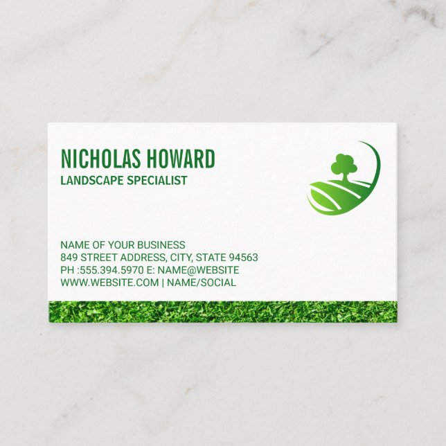Tree in Field of Grass Business Card (Front)