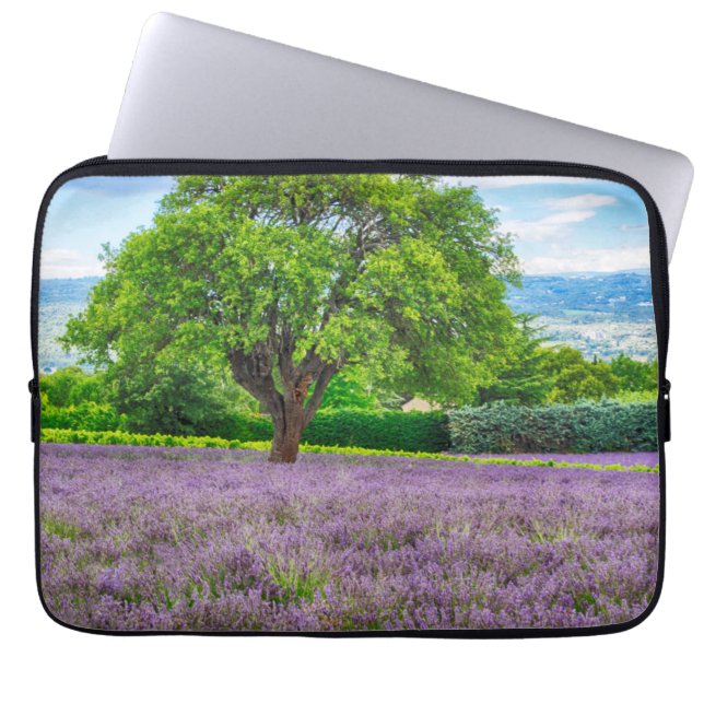 Tree in Lavender Field, France Laptop Sleeve (Front)