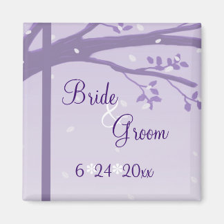 Tree in Silhouette Purple Save the Date Magnet