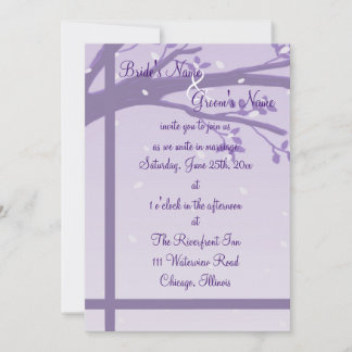 Tree in Silhouette Purple Wedding Invitation