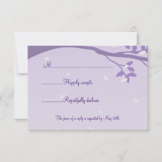Tree in Silhouette Purple Wedding RSVP Card