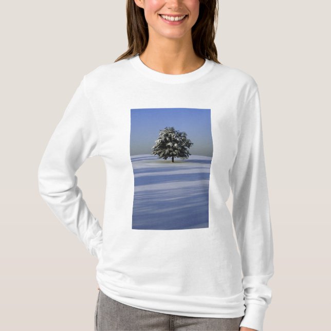 Tree in snow covered landscape T-Shirt (Front)