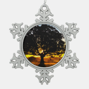 Tree in the Morning Snowflake Pewter Christmas Ornament