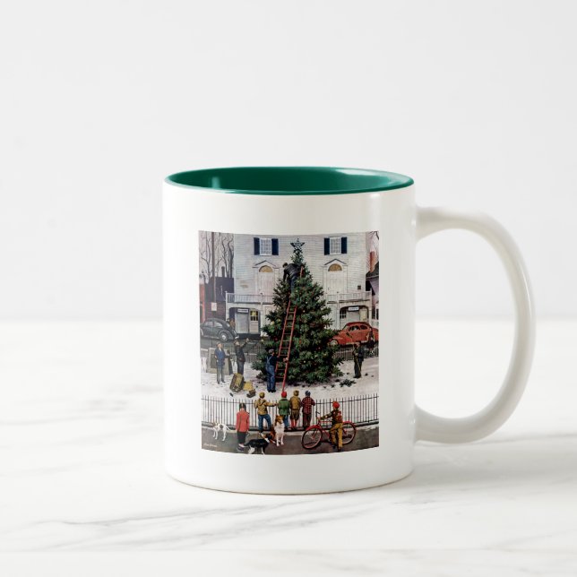 Tree in Town Square Two-Tone Coffee Mug (Right)