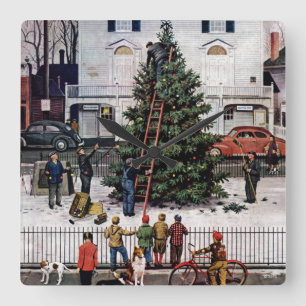 Tree in Town Square Wall Clock