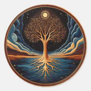 Tree in Water Classic Round Sticker