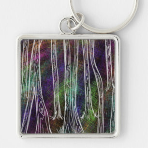 Tree keychain purple art birch