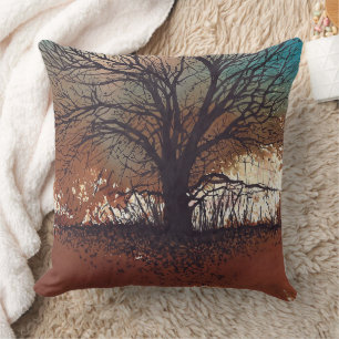 Tree Landscape Art Throw Pillow