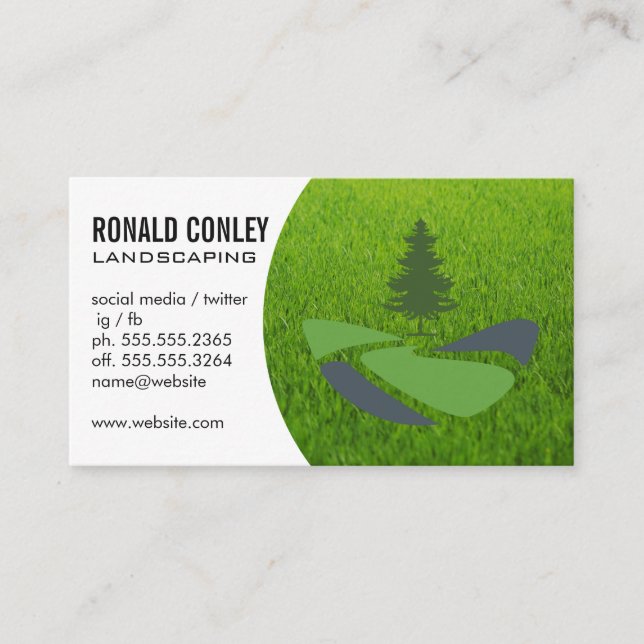 Tree Landscape | Grass | Blue Collar Business Card (Front)