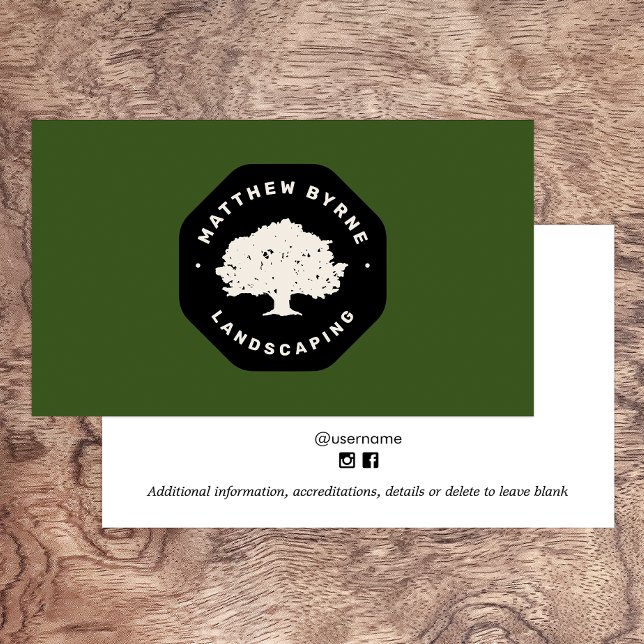 Tree Landscaper Landscaping  Emblem  Green Lawn Business Card (Creator Uploaded)
