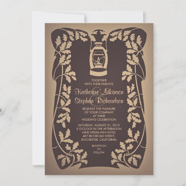Tree Lantern Rustic Wedding Invitation (Front)