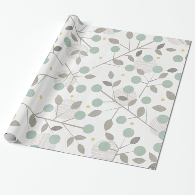 Tree Leaf Twig Christmas XMAS Wrapping Paper (Unrolled)