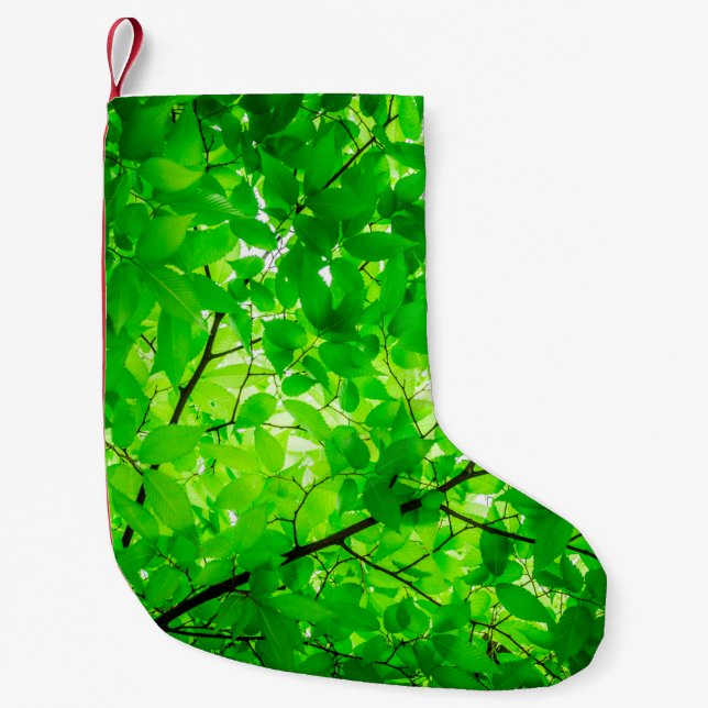 Tree leaf twig texture pattern small christmas stocking (Front)