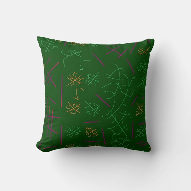 Tree leaves green art inspired design calm throw pillow (Front)