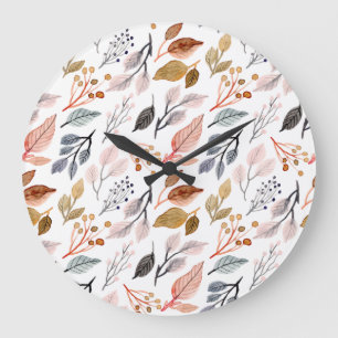 tree leaves large clock