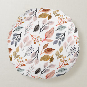 tree leaves round pillow