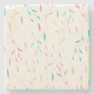 tree leaves stone coaster