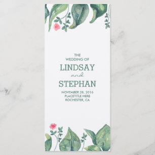 Tree Leaves Watercolor Rustic Wedding Programs