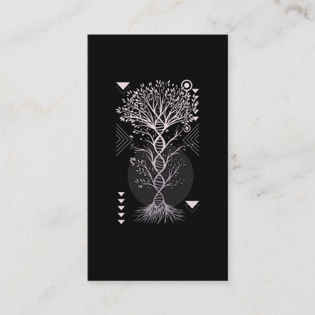 Tree Life Nature Geometry Art Business Card (Front)