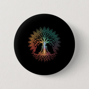 Tree Life Woman Yoga Chakra Spiritual 2 Inch Round Button