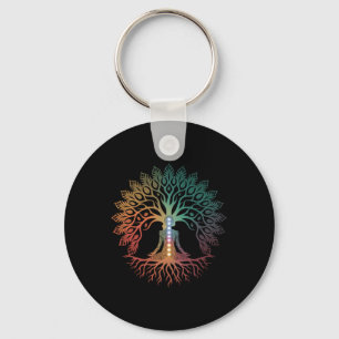 Tree Life Woman Yoga Chakra Spiritual  Keychain