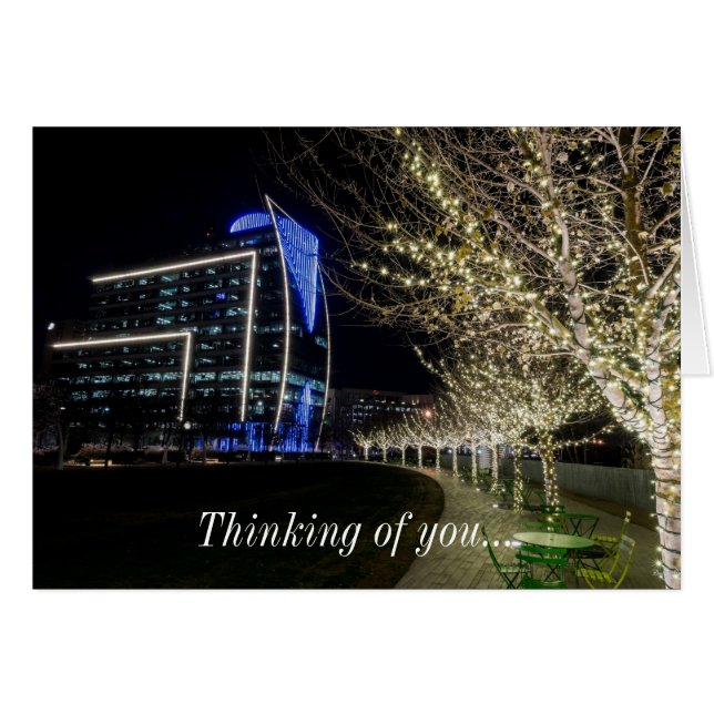 Tree Lights At Klyde Warren Park Thinking You Card (Front Horizontal)