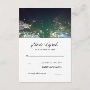 Tree Lights Rustic Romantic Wedding RSVP Card