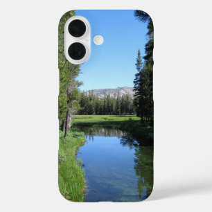 Tree-Lined River Meadow with Mountain Vista Photo iPhone 16 Case