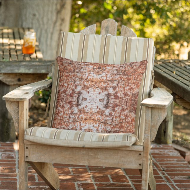 Tree Log Cutaway Photo Mixed Media Repeat Pattern Outdoor Pillow (Chair)