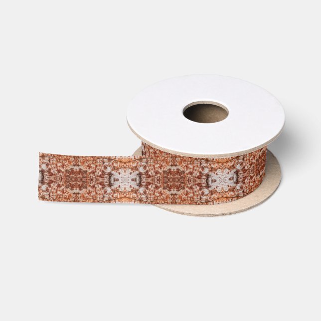 Tree Log Cutaway Photo Mixed Media Repeat Pattern Satin Ribbon (Spool)
