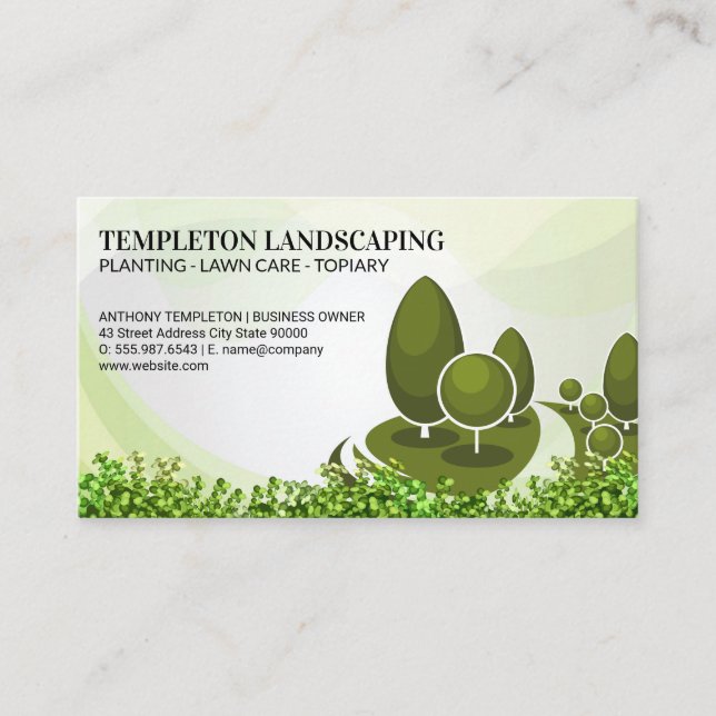 Tree Logo | Bushes | Gardening Business Card (Front)