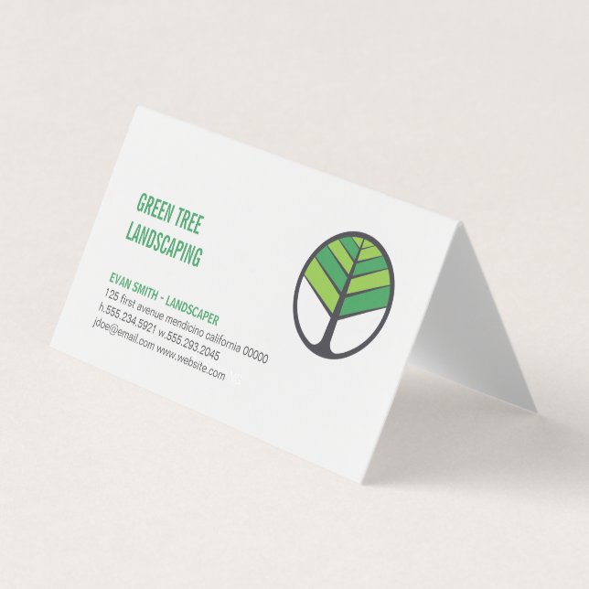 Tree Logo | Landscaping | Tree Trimming Business Card (Front)