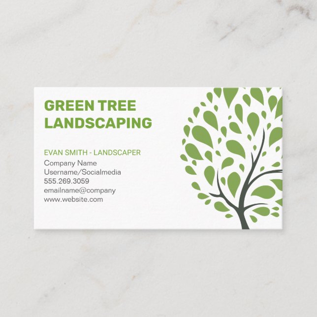 Tree Logo | Landscaping | Tree Trimming Service Business Card (Front)