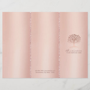 Tree Logo Rose Gold Tri-Fold Spa Salon Bruchures
