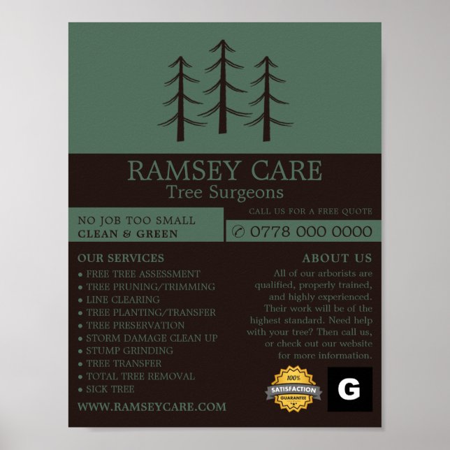Tree Logo - Tree Surgeon - Arborist Poster (Front)