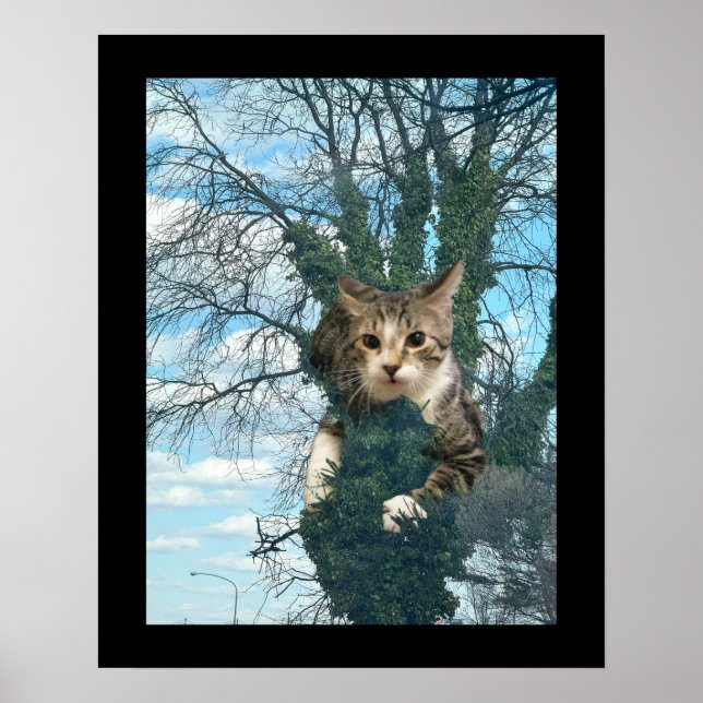 Tree Looks Like a Hand with Cat Poster (Front)
