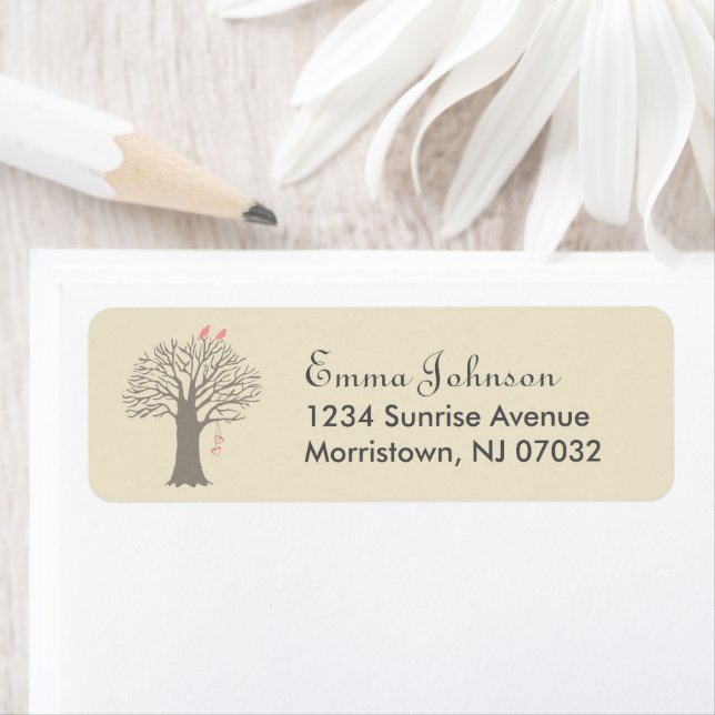 Tree Love Birds Custom Return Address Label (Insitu)
